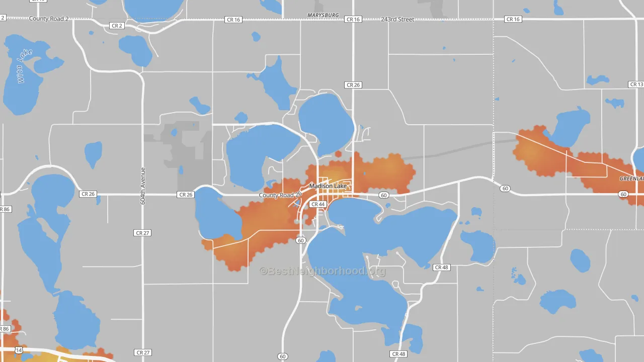 Bike Grade map of Madison Lake, MN