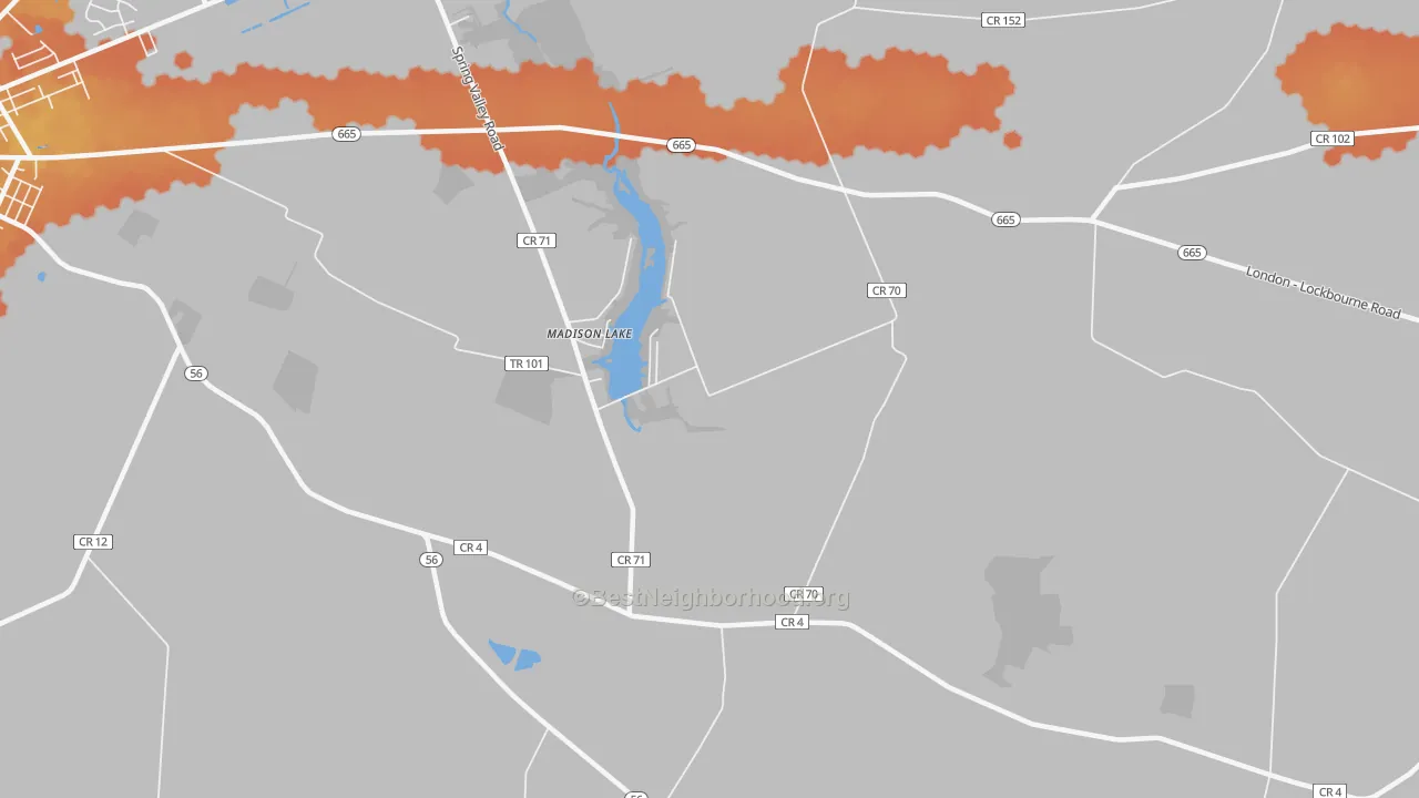 Bike Grade map of Madison Lake, OH