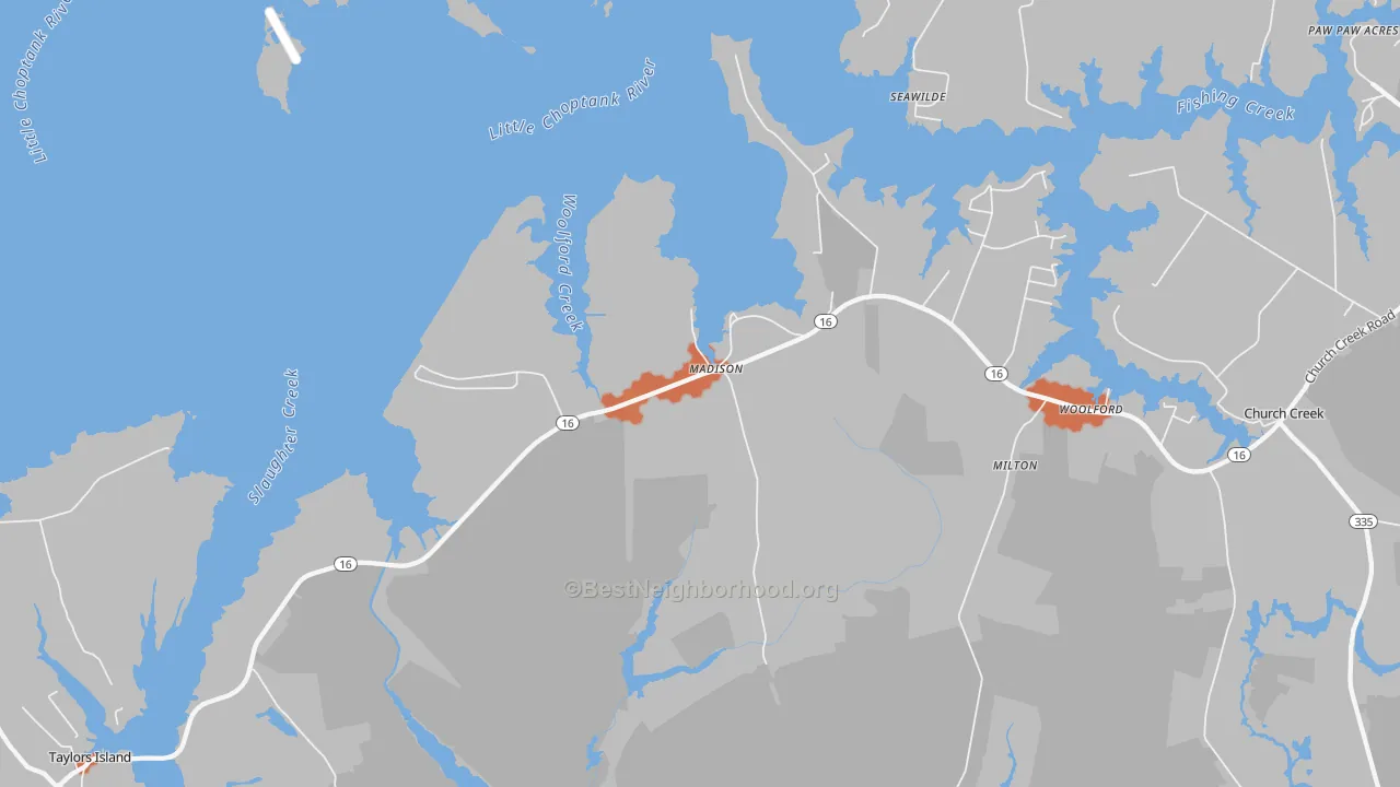 Bike Grade map of Madison, MD