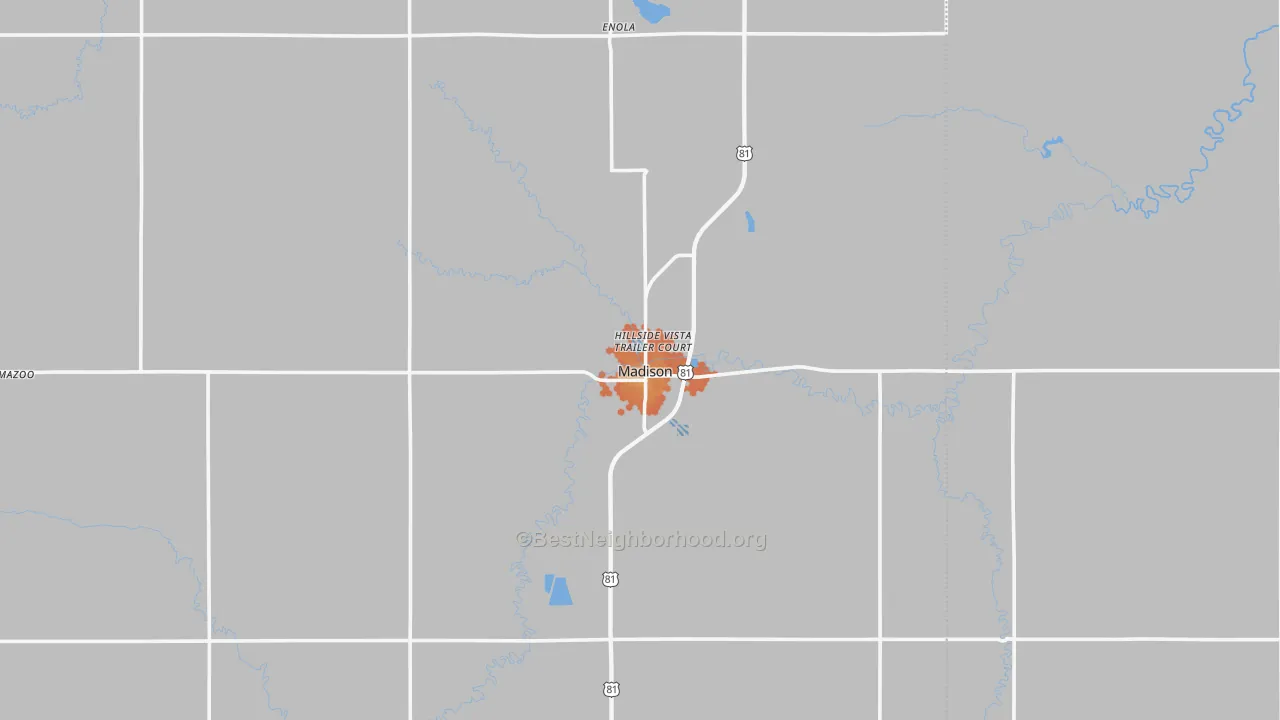 Bike Grade map of Madison, NE