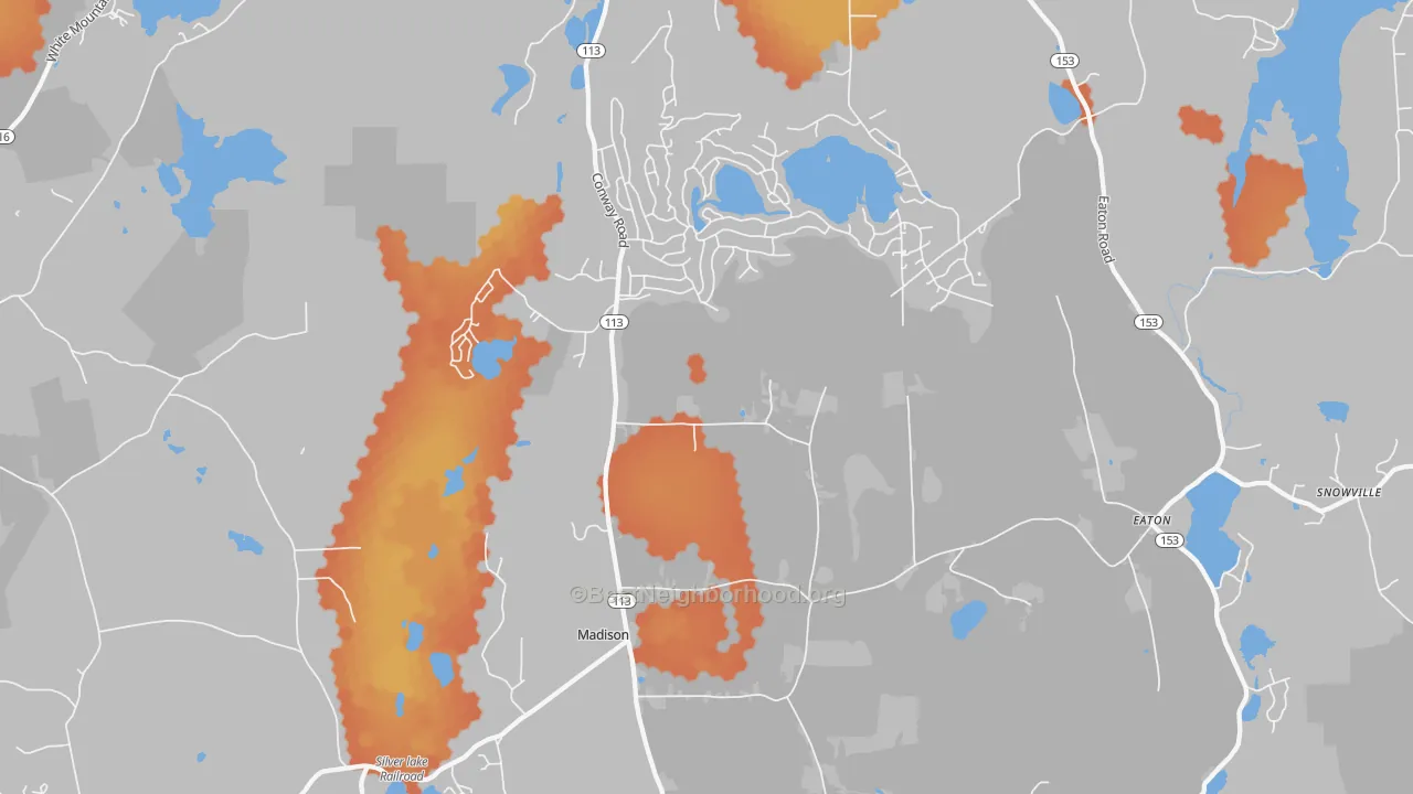Bike Grade map of Madison, NH