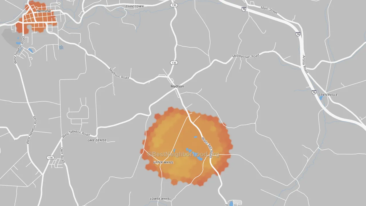 Bike Grade map of Madison, PA