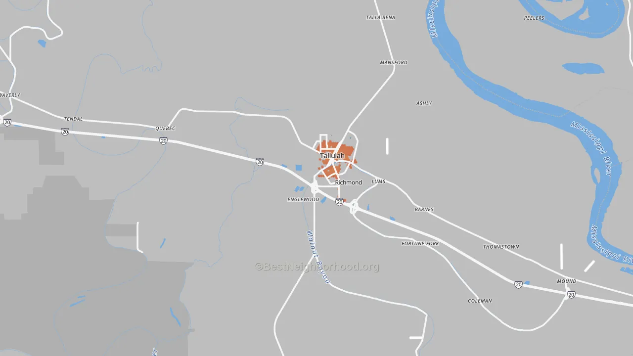 Bike Grade map of Madison Parish, LA