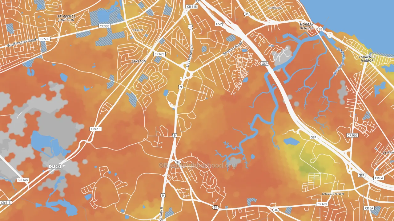Bike Grade map of Madison Park, NJ