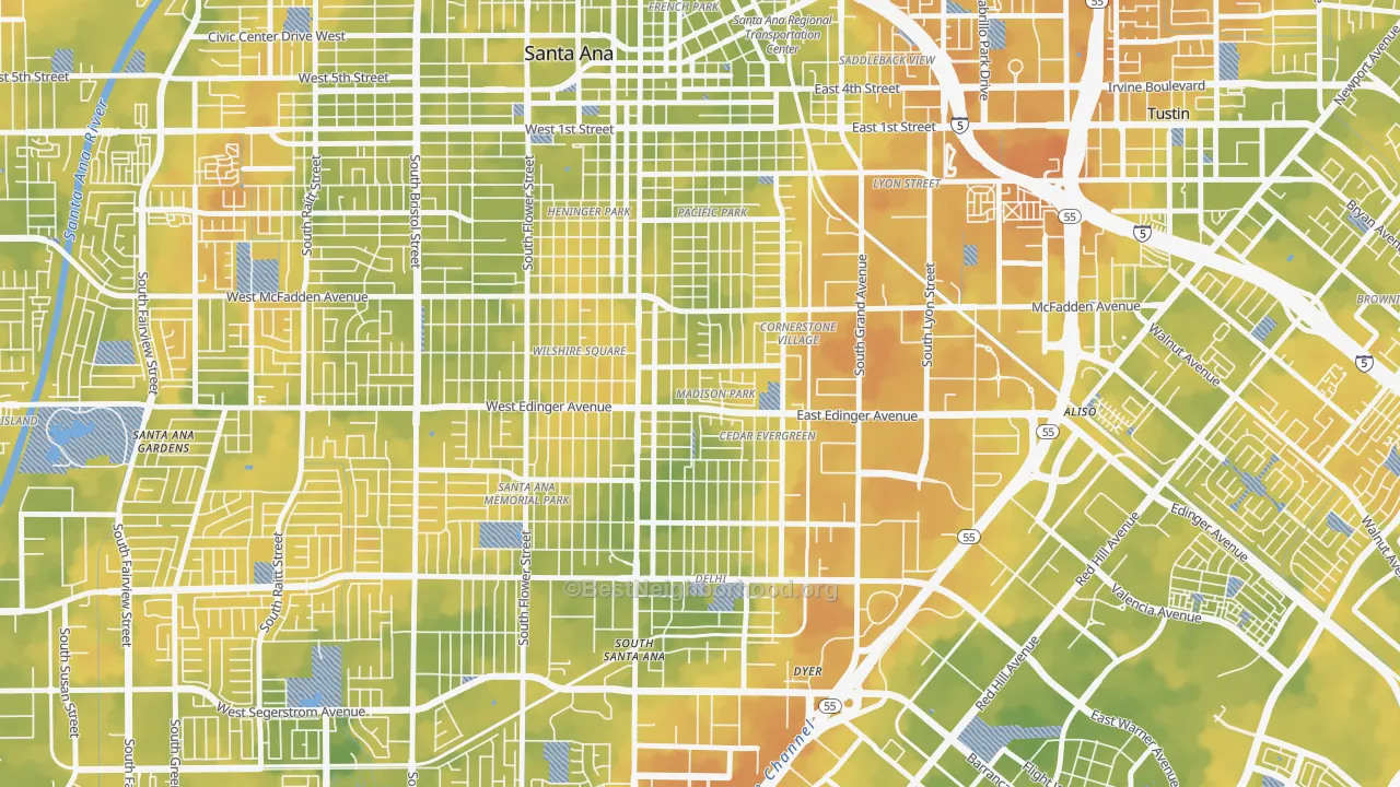Bike Grade map of Madison Park, Santa Ana, CA