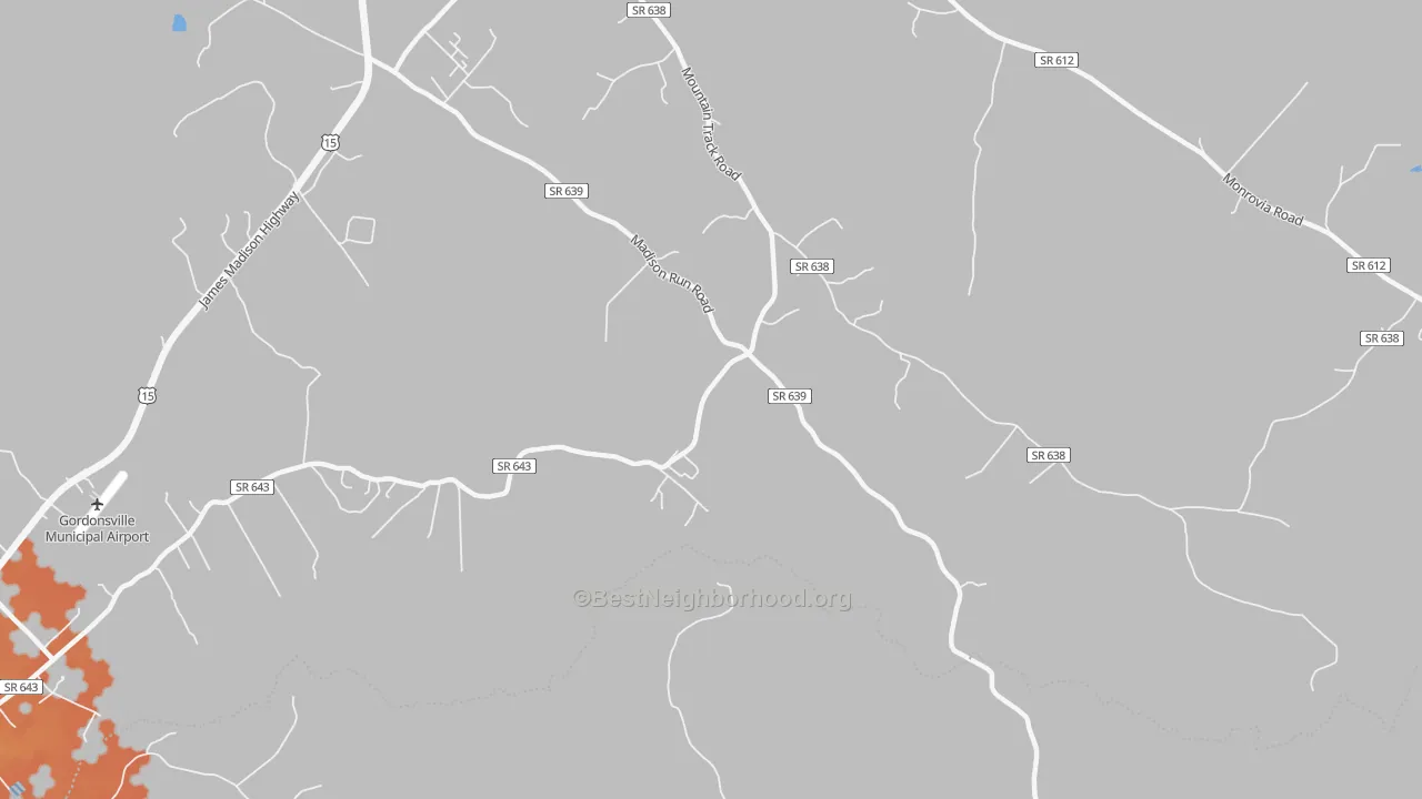 Bike Grade map of Madison Run, VA