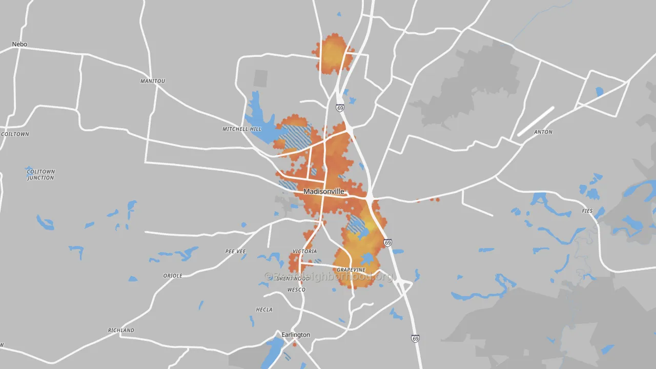 Bike Grade map of Madisonville, KY