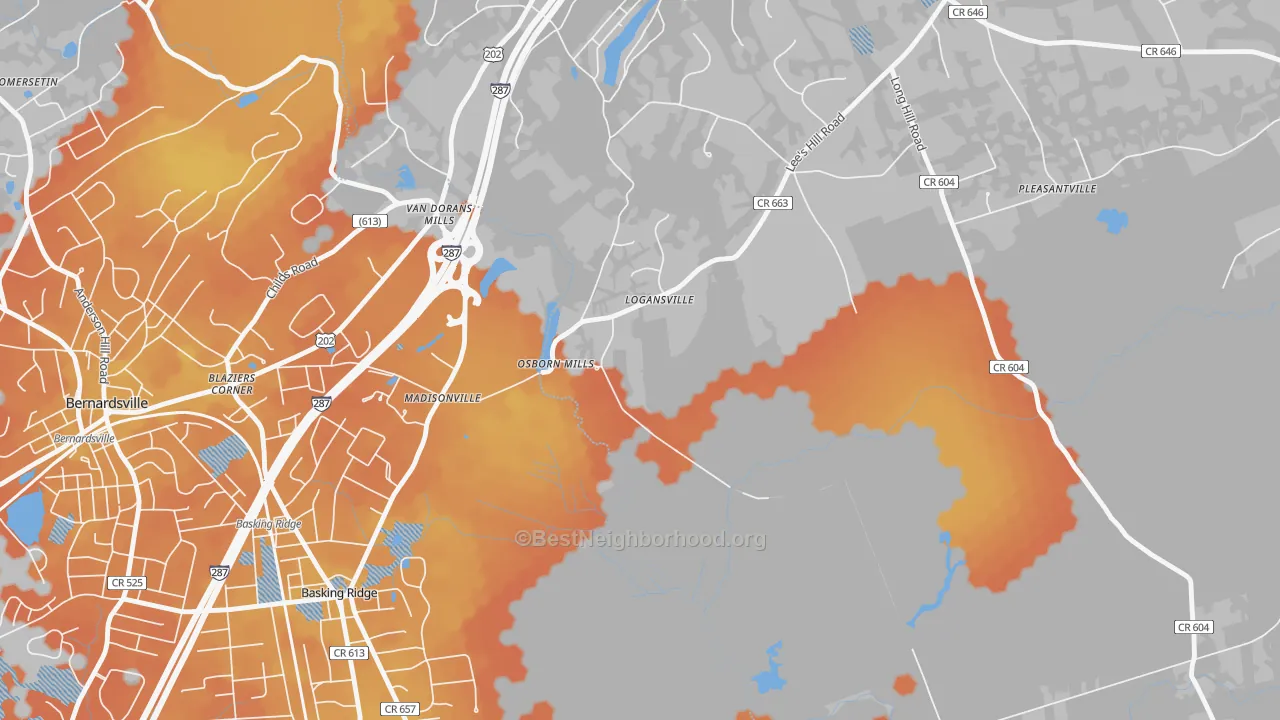 Bike Grade map of Madisonville, NJ