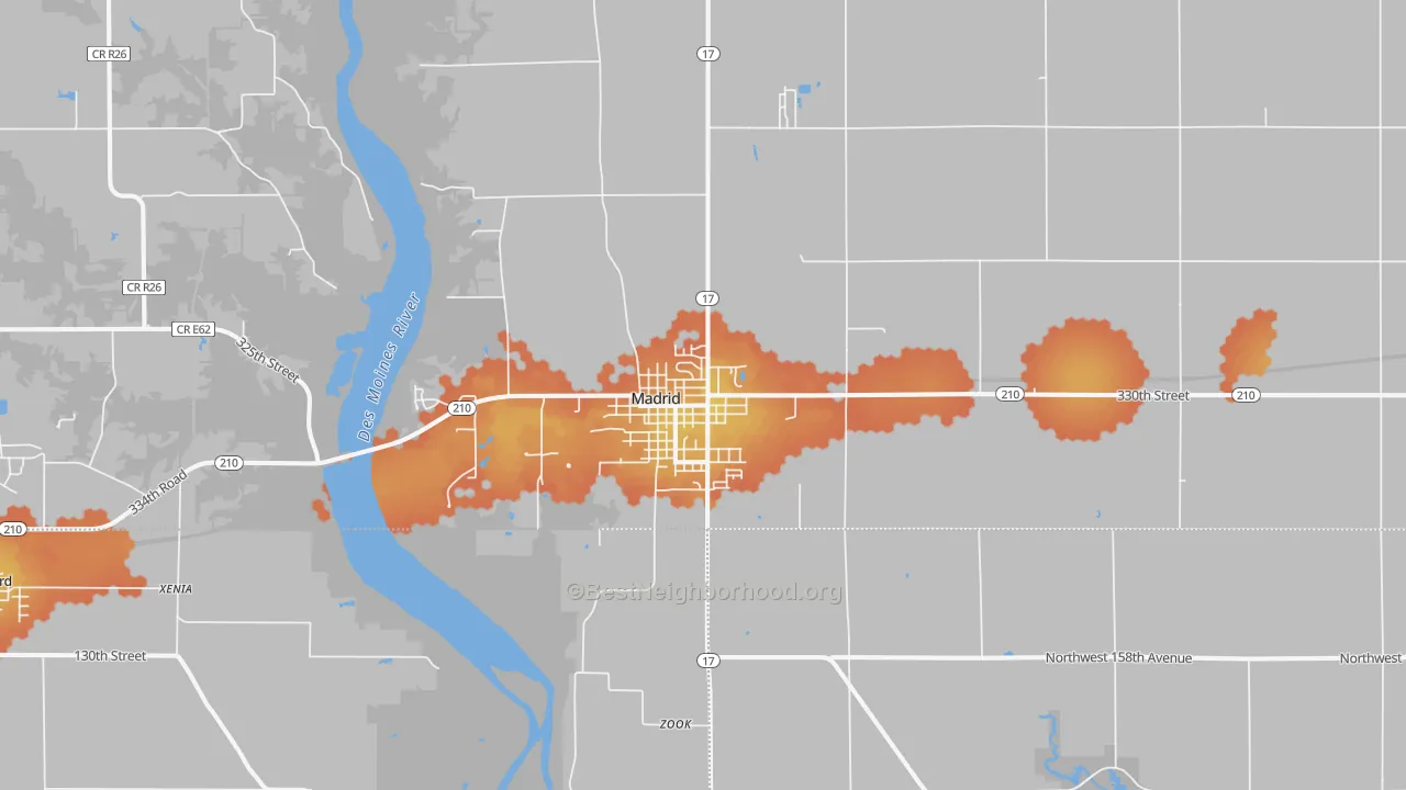 Bike Grade map of Madrid, IA