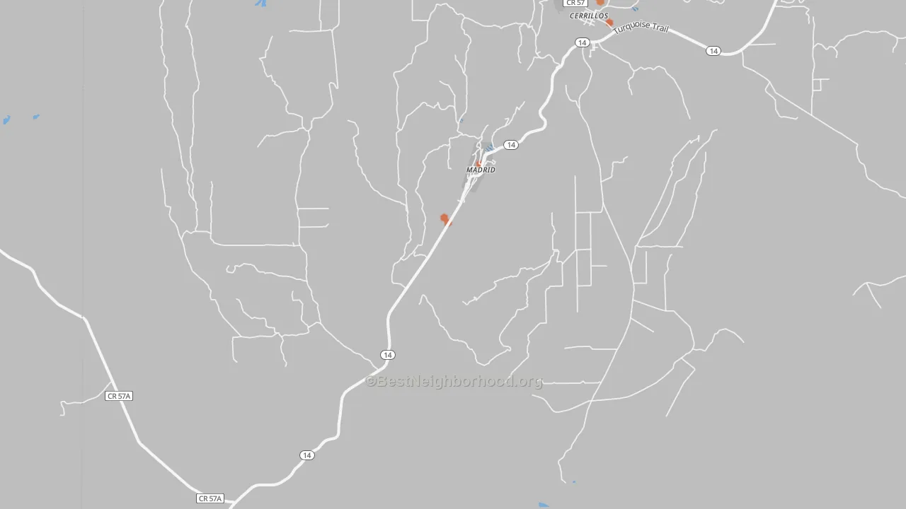 Bike Grade map of Madrid, NM