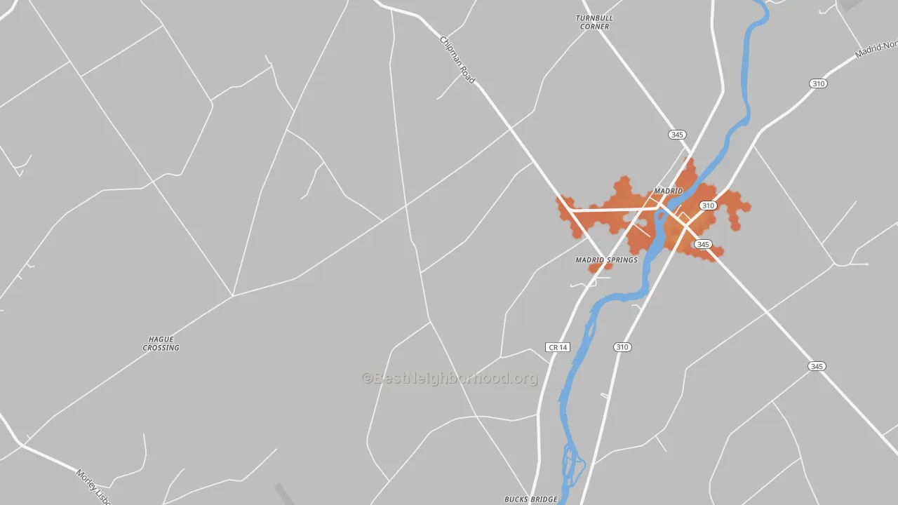 Bike Grade map of Madrid Springs, NY