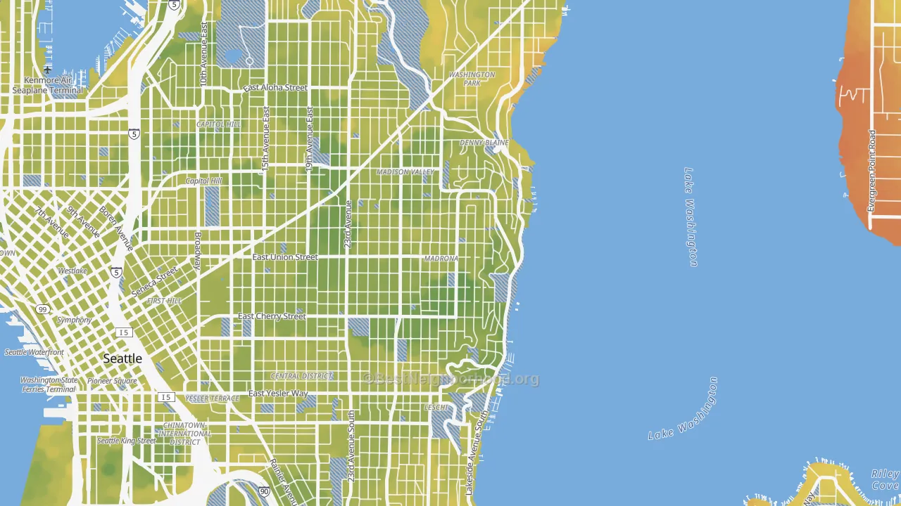 Bike Grade map of Madrona, Seattle, WA