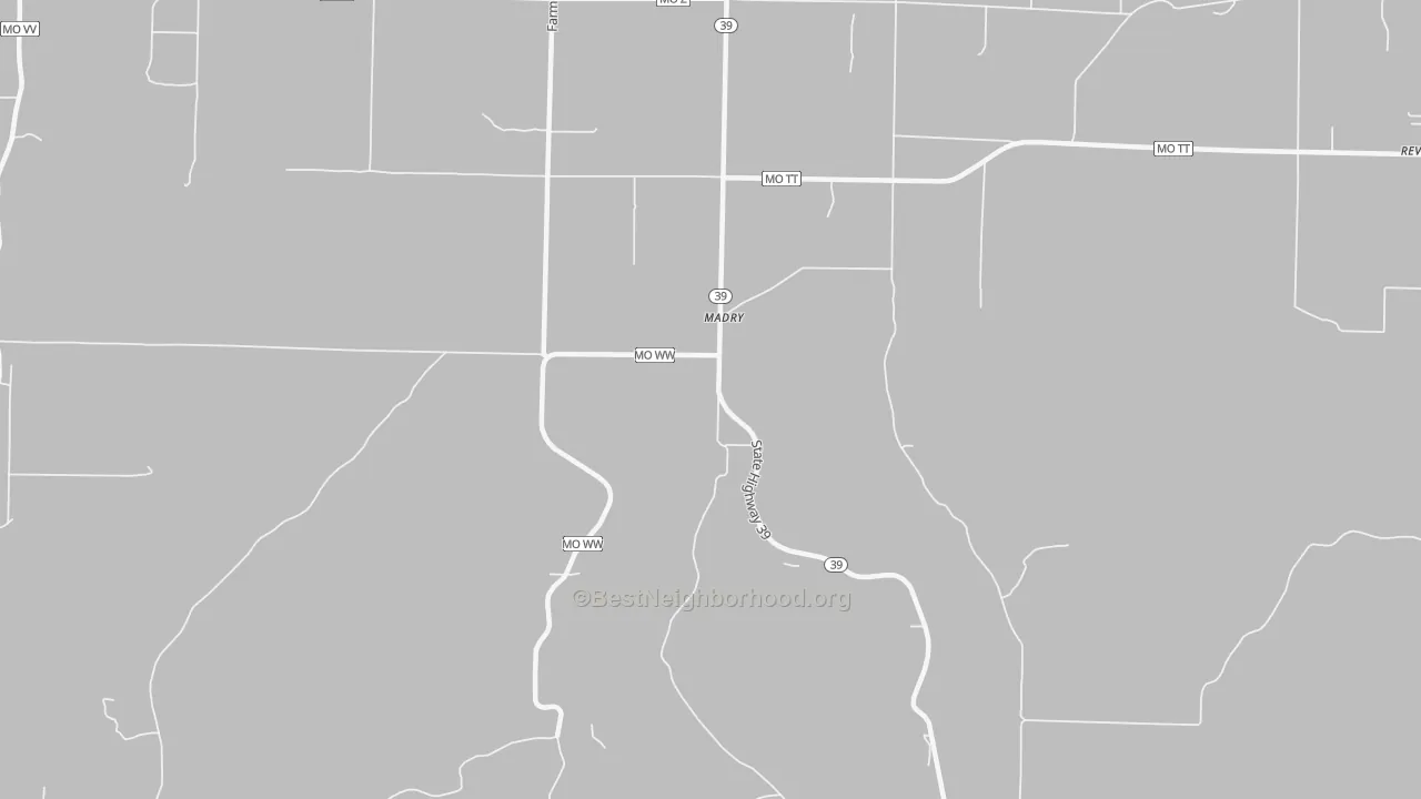 Bike Grade map of Madry, MO