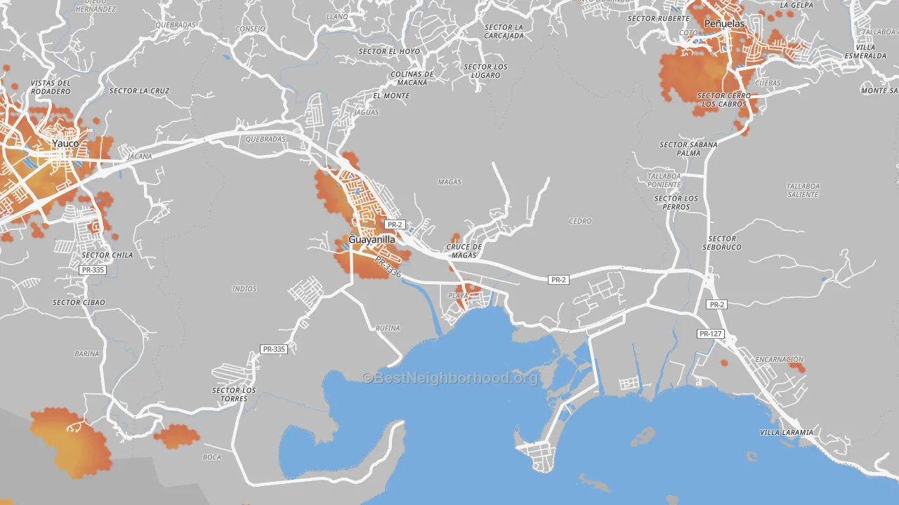 Bike Grade map of Magas Arriba, PR