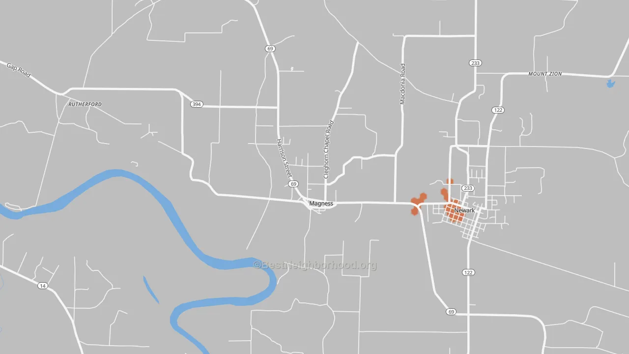Bike Grade map of Magness, AR