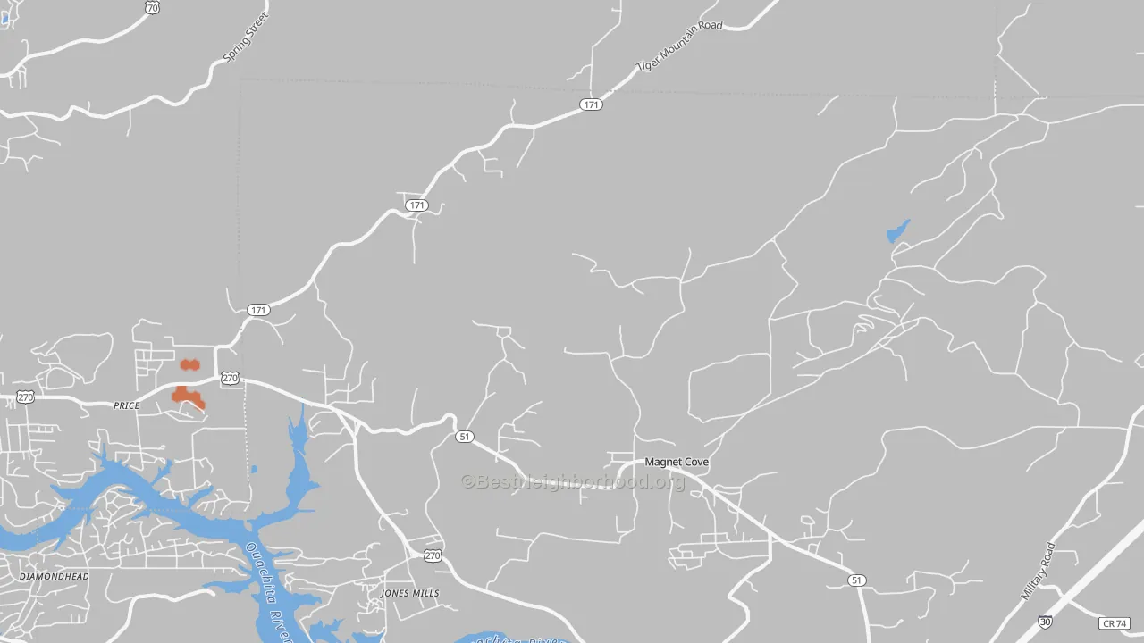 Bike Grade map of Magnet Cove, AR