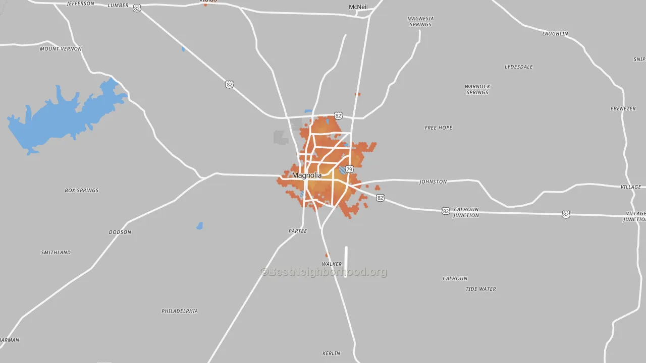 Bike Grade map of Magnolia, AR