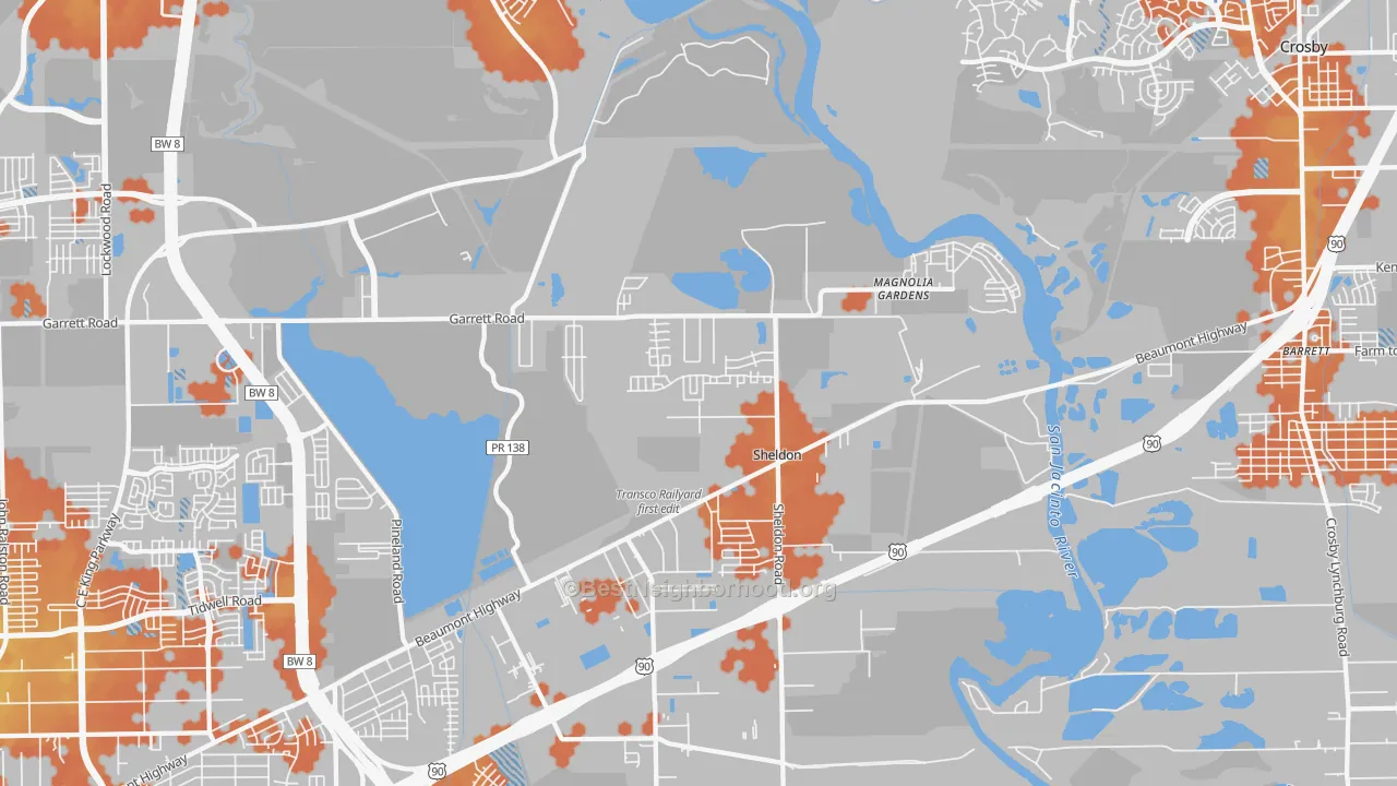 Bike Grade map of Magnolia Gardens, TX