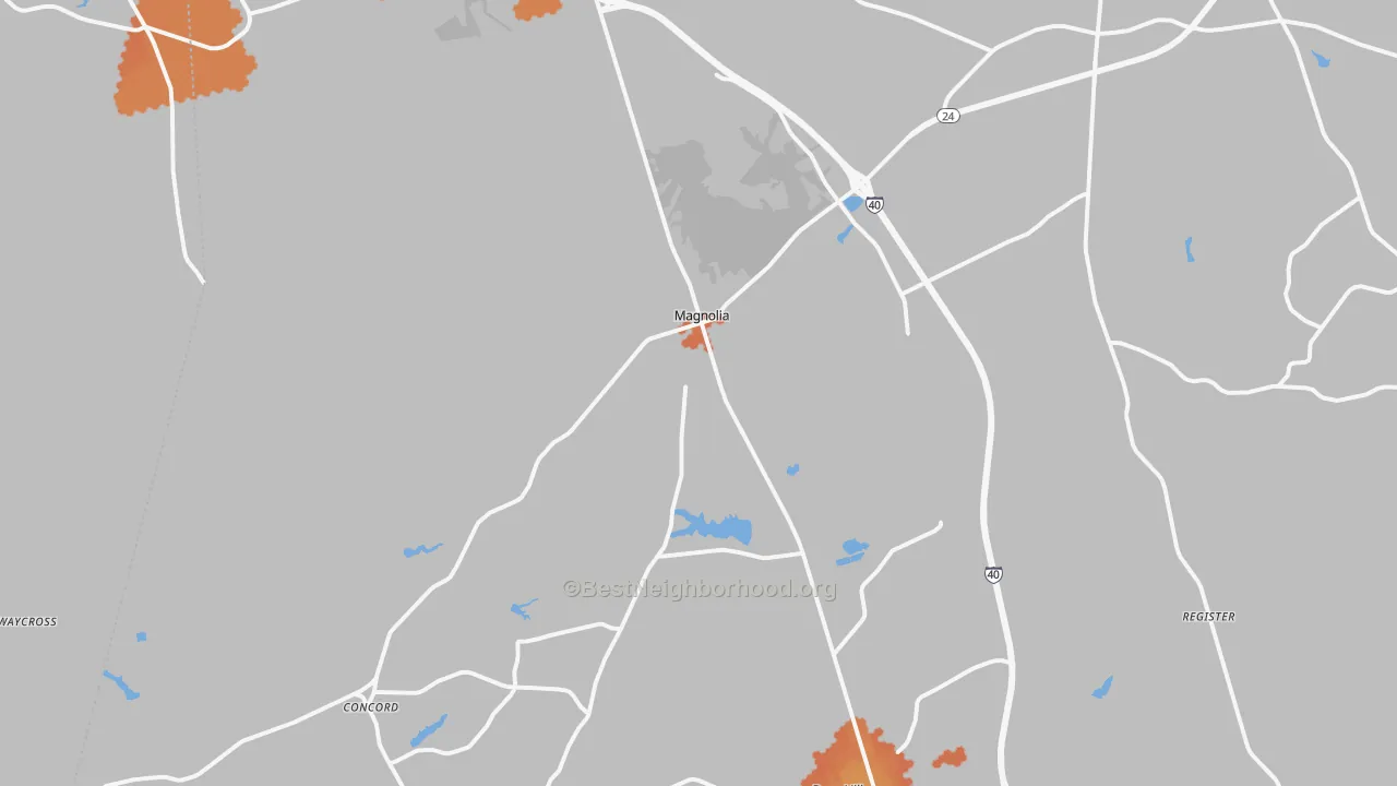 Bike Grade map of Magnolia, NC