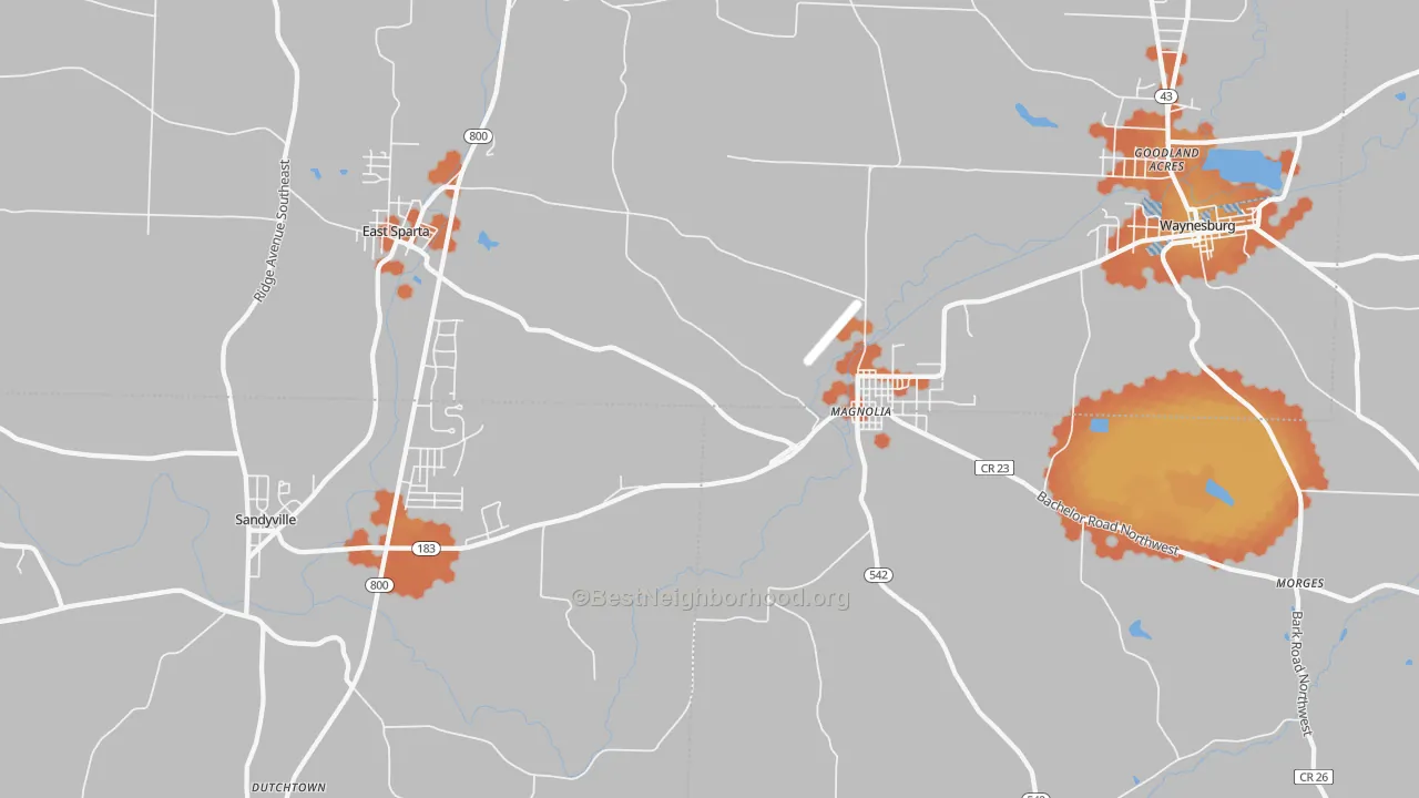 Bike Grade map of Magnolia, OH