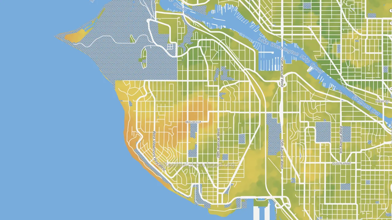 Bike Grade map of Magnolia, Seattle, WA