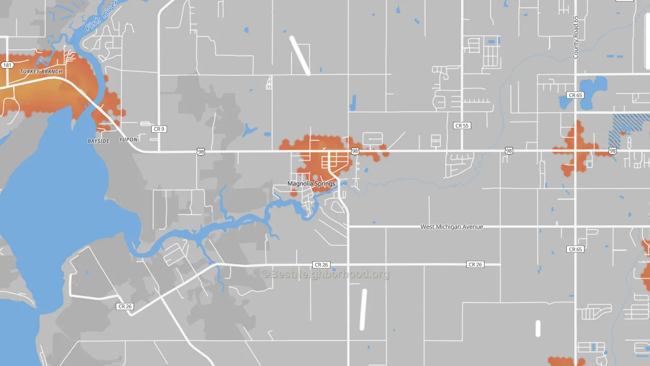 Bike Grade map of Magnolia Springs, AL