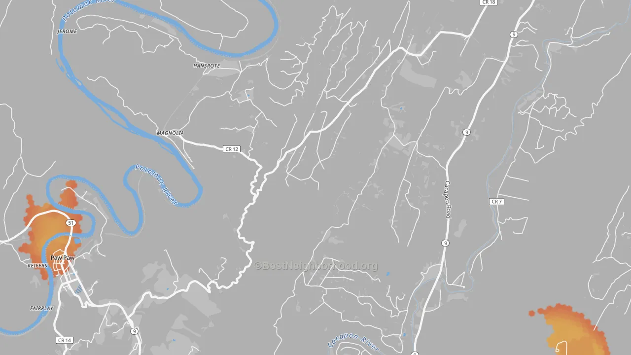 Bike Grade map of Magnolia, WV