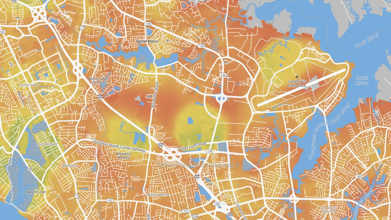 Bike Grade map of Magruder, Hampton, VA