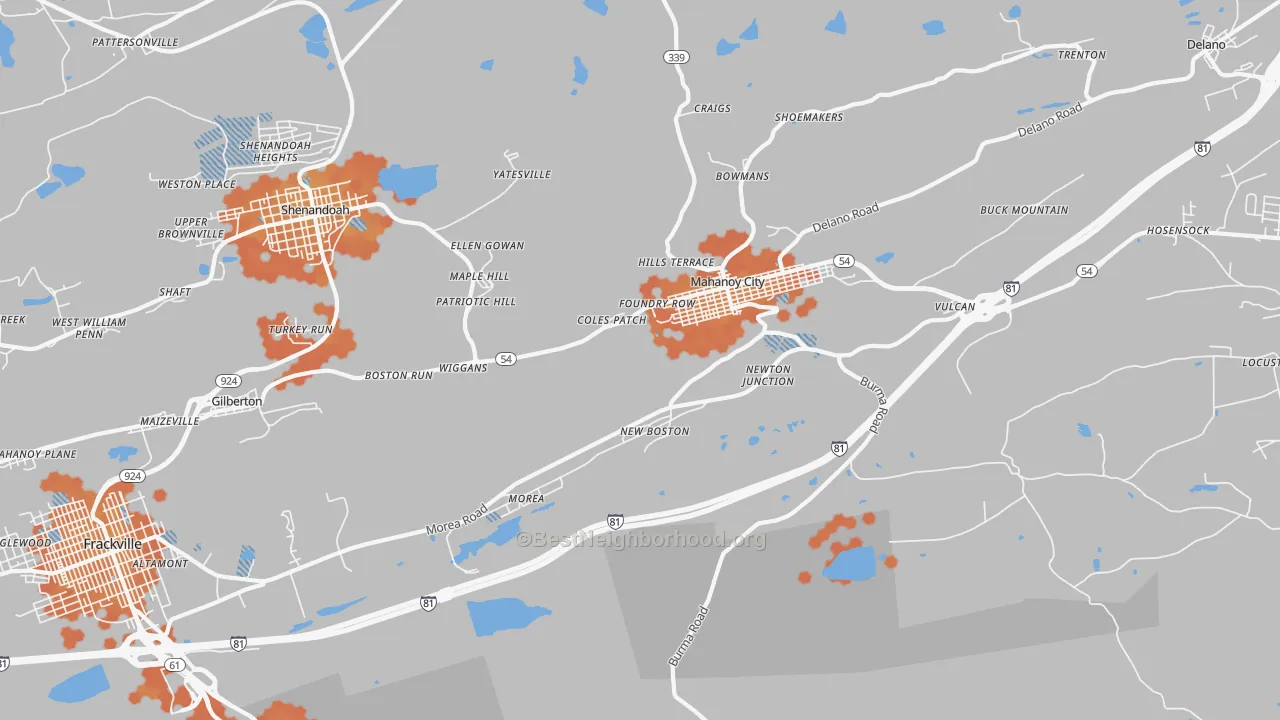 Bike Grade map of Mahanoy City, PA