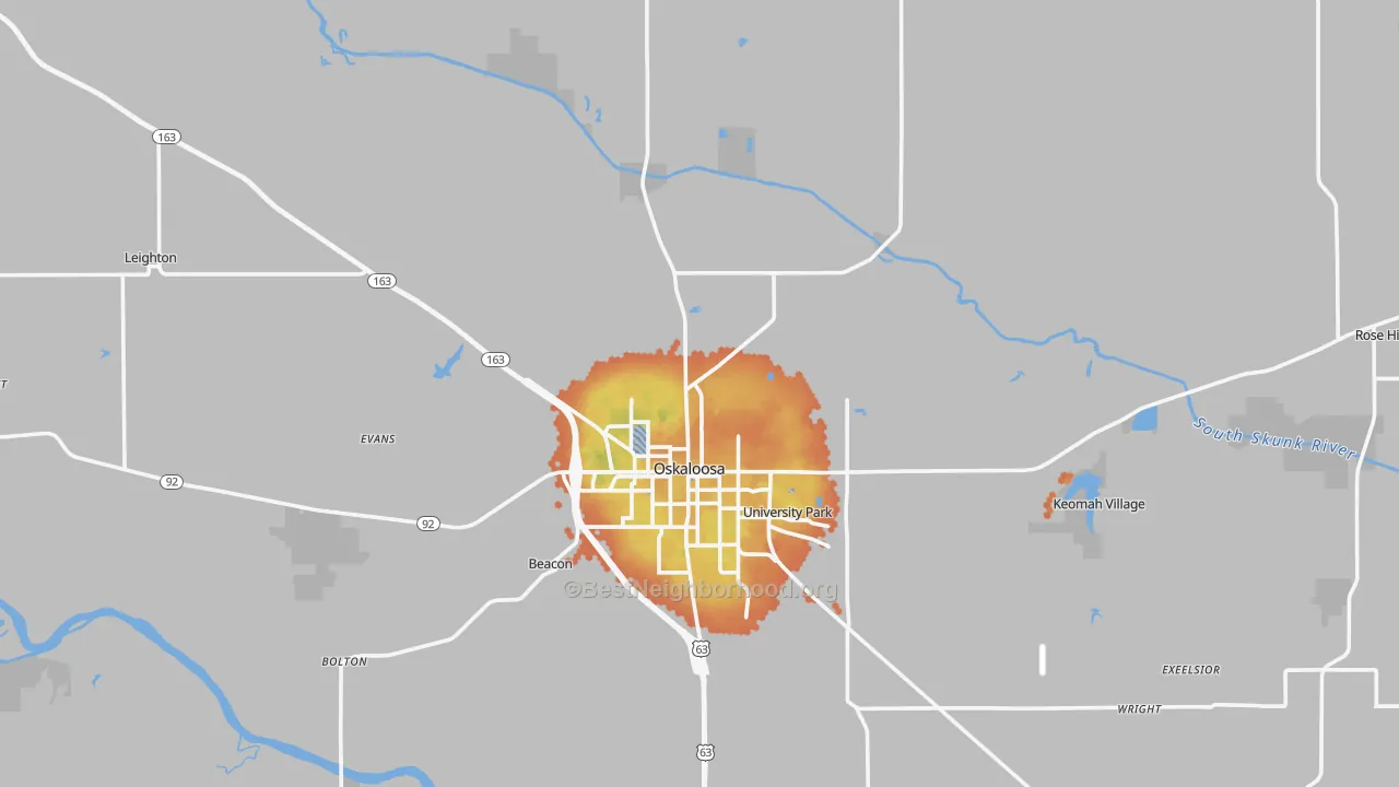 Bike Grade map of Mahaska County, IA
