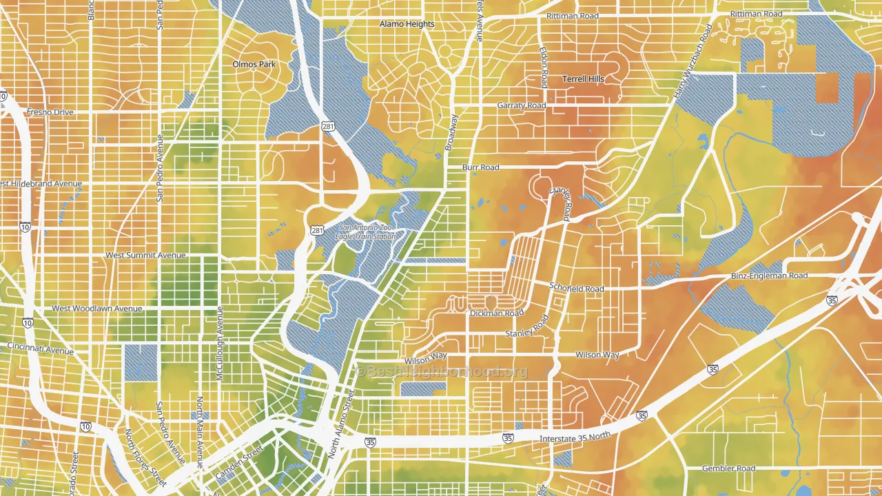 Bike Grade map of Mahncke Park, San Antonio, TX