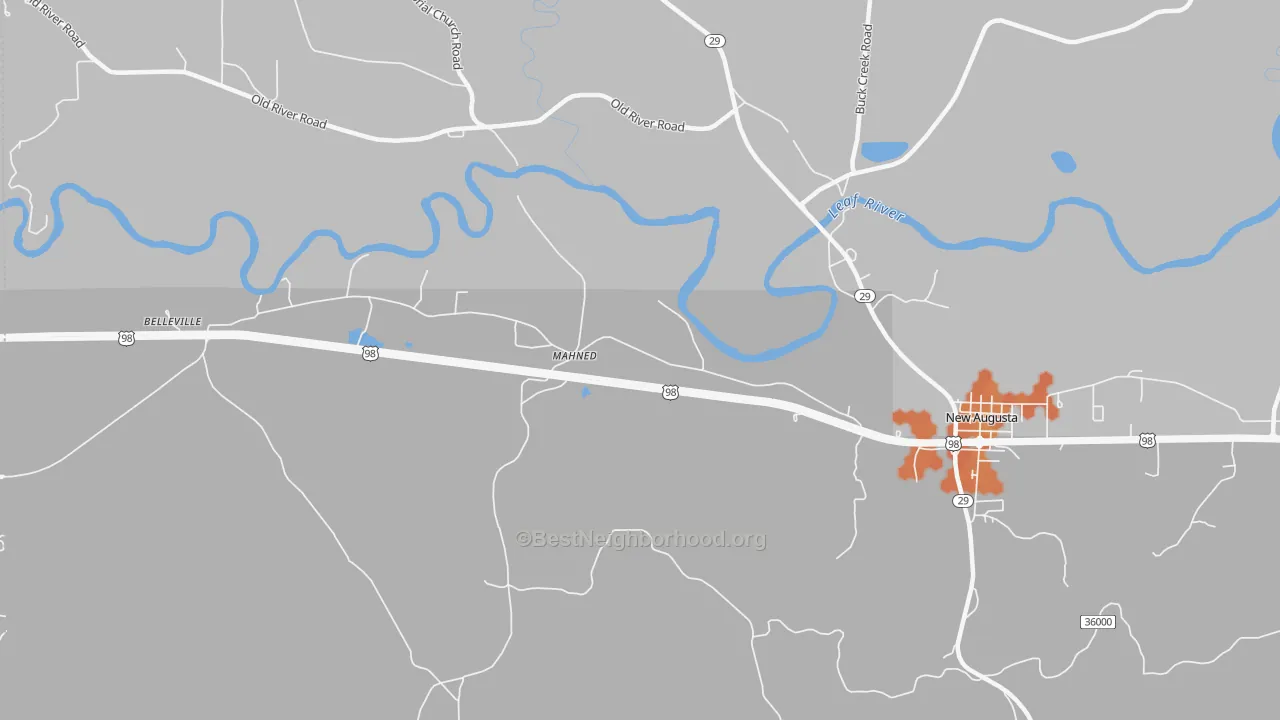 Bike Grade map of Mahned, MS