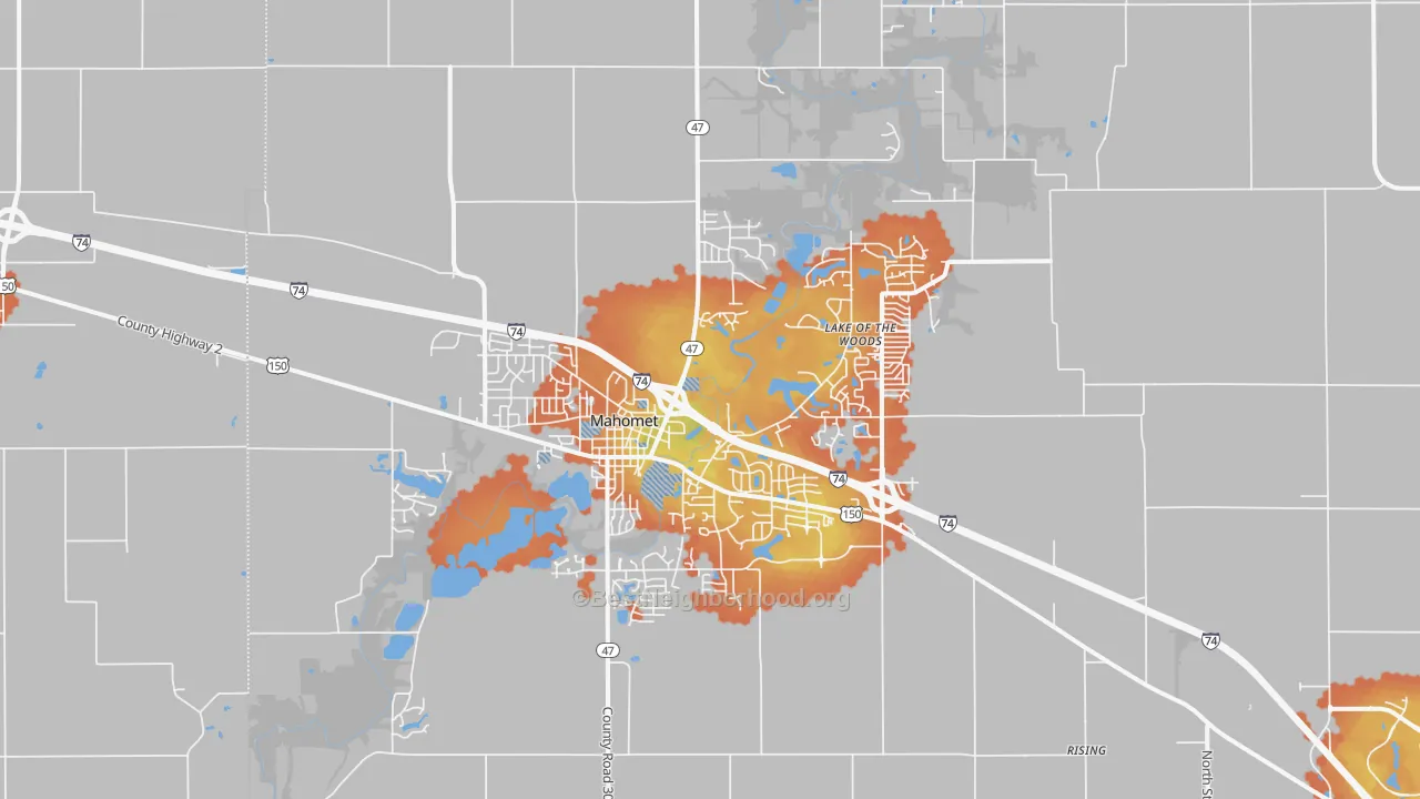 Bike Grade map of Mahomet, IL