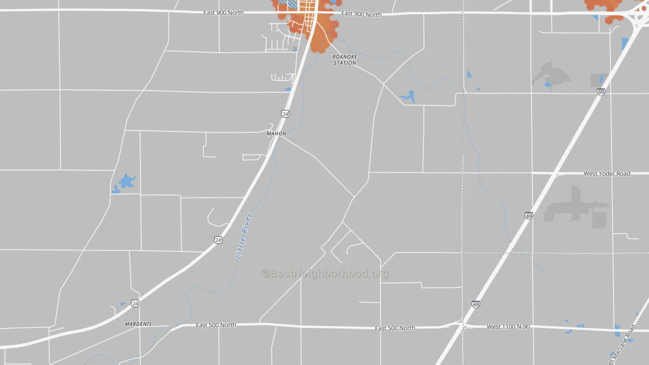 Bike Grade map of Mahon, IN