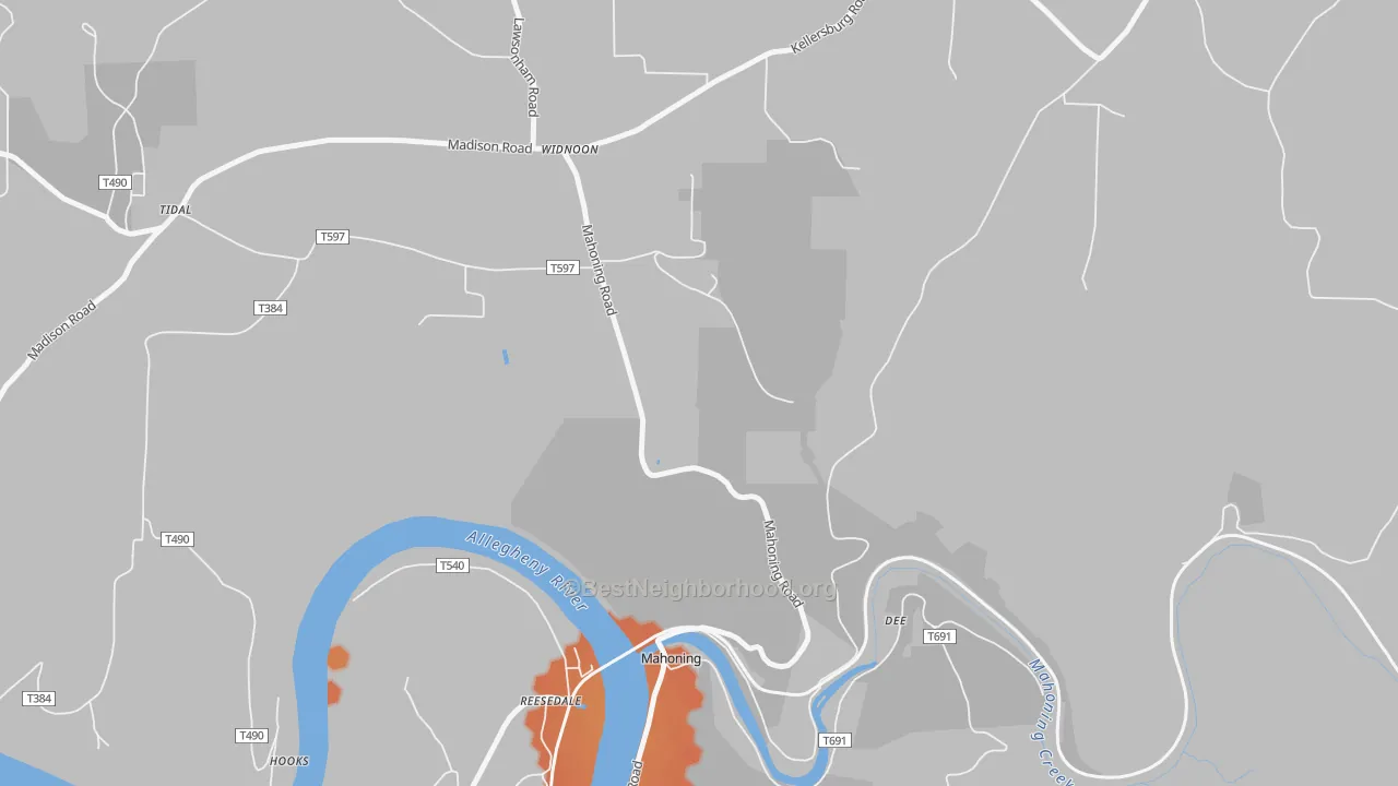 Bike Grade map of Mahoning, PA