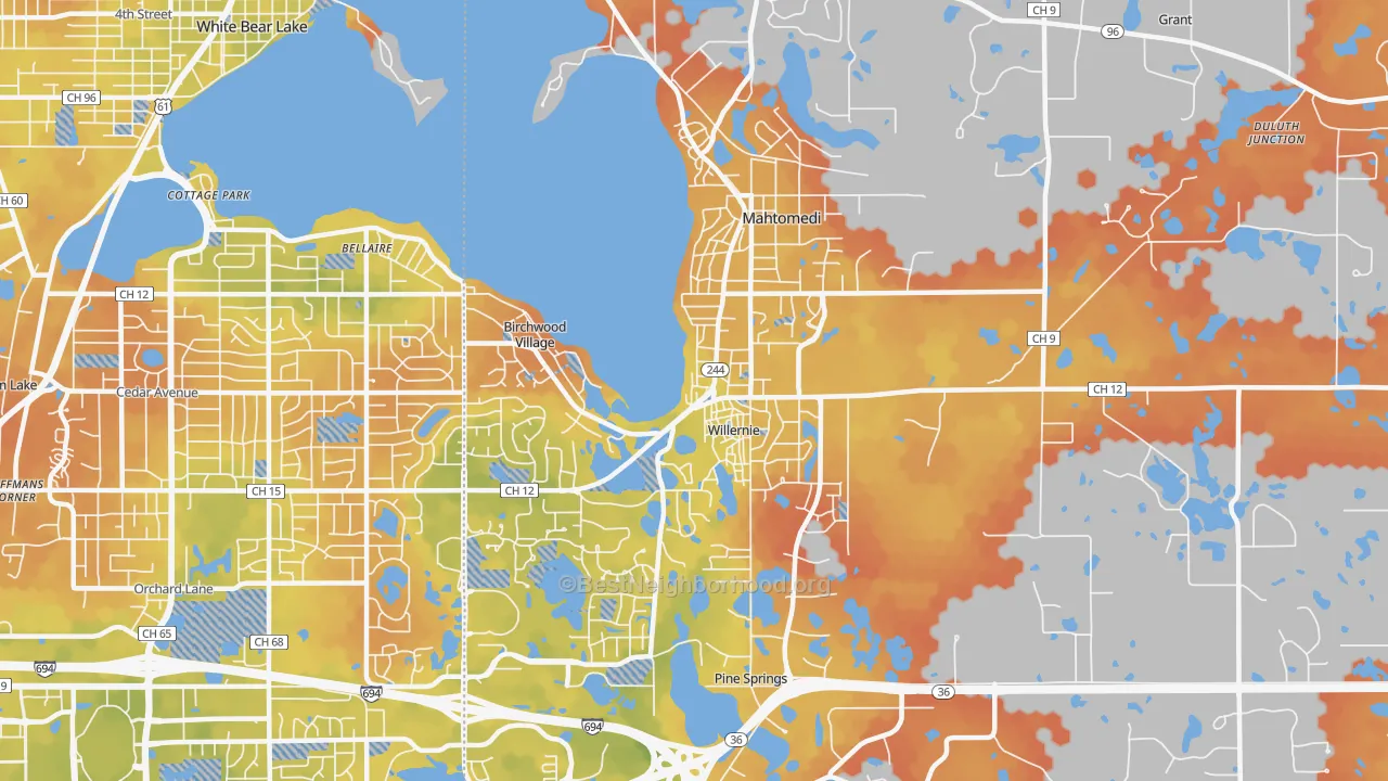 Bike Grade map of Mahtomedi, MN