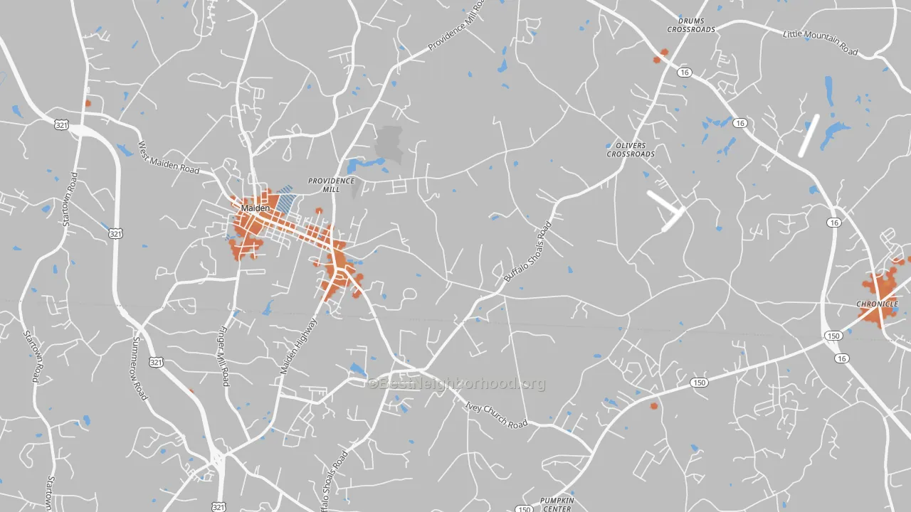 Bike Grade map of Maiden, NC
