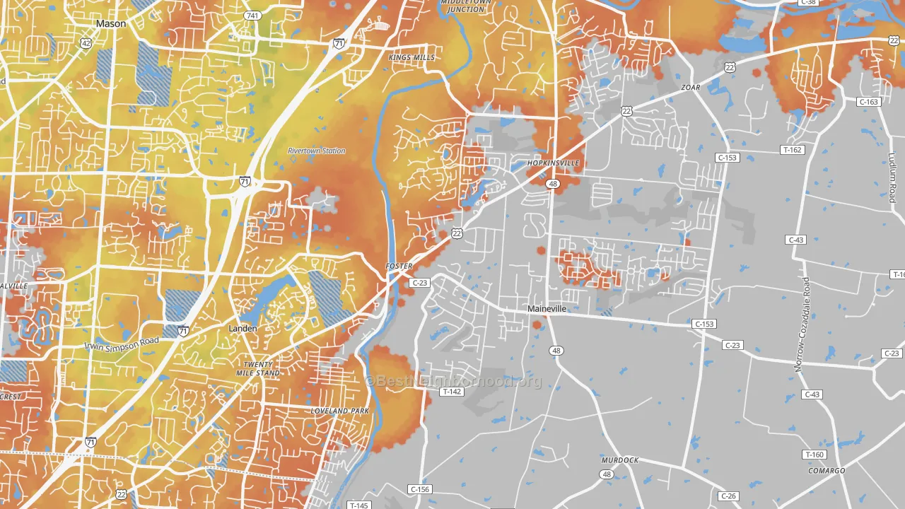Bike Grade map of Maineville, OH