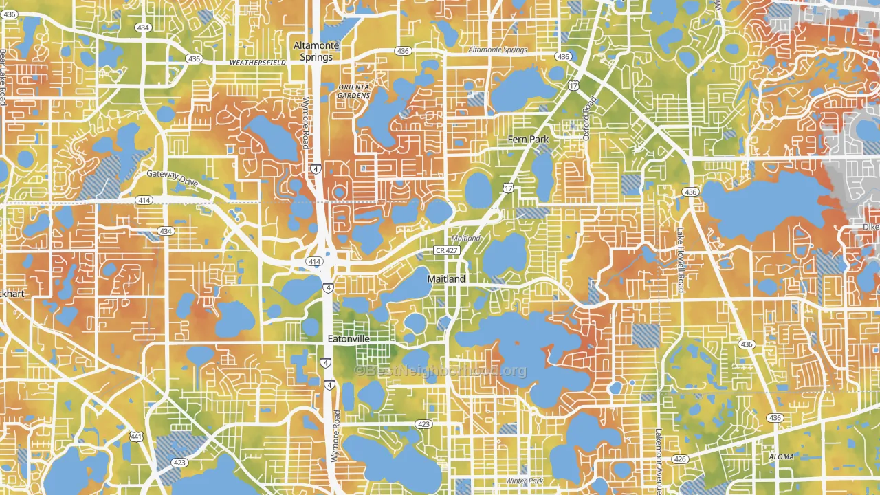 Bike Grade map of Maitland, FL
