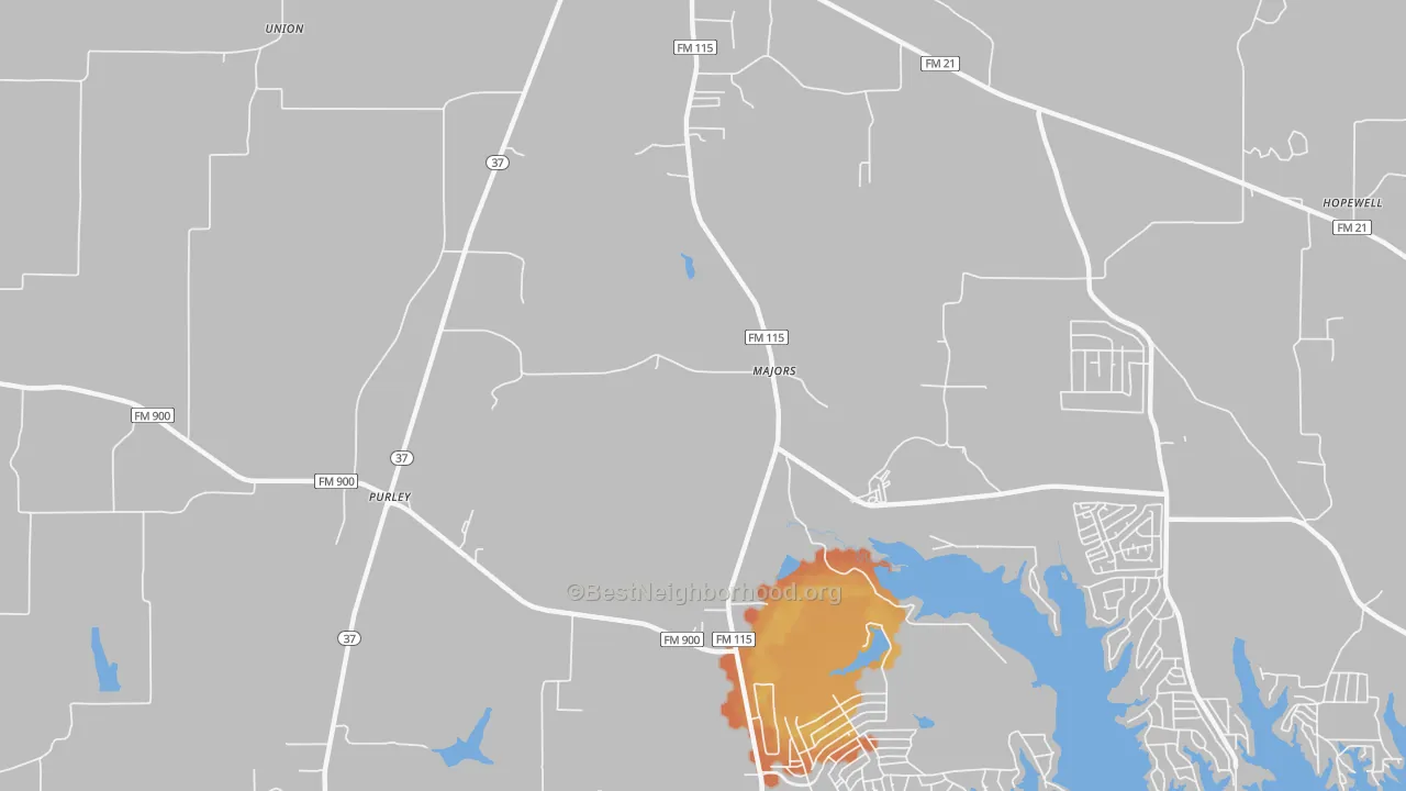 Bike Grade map of Majors, TX