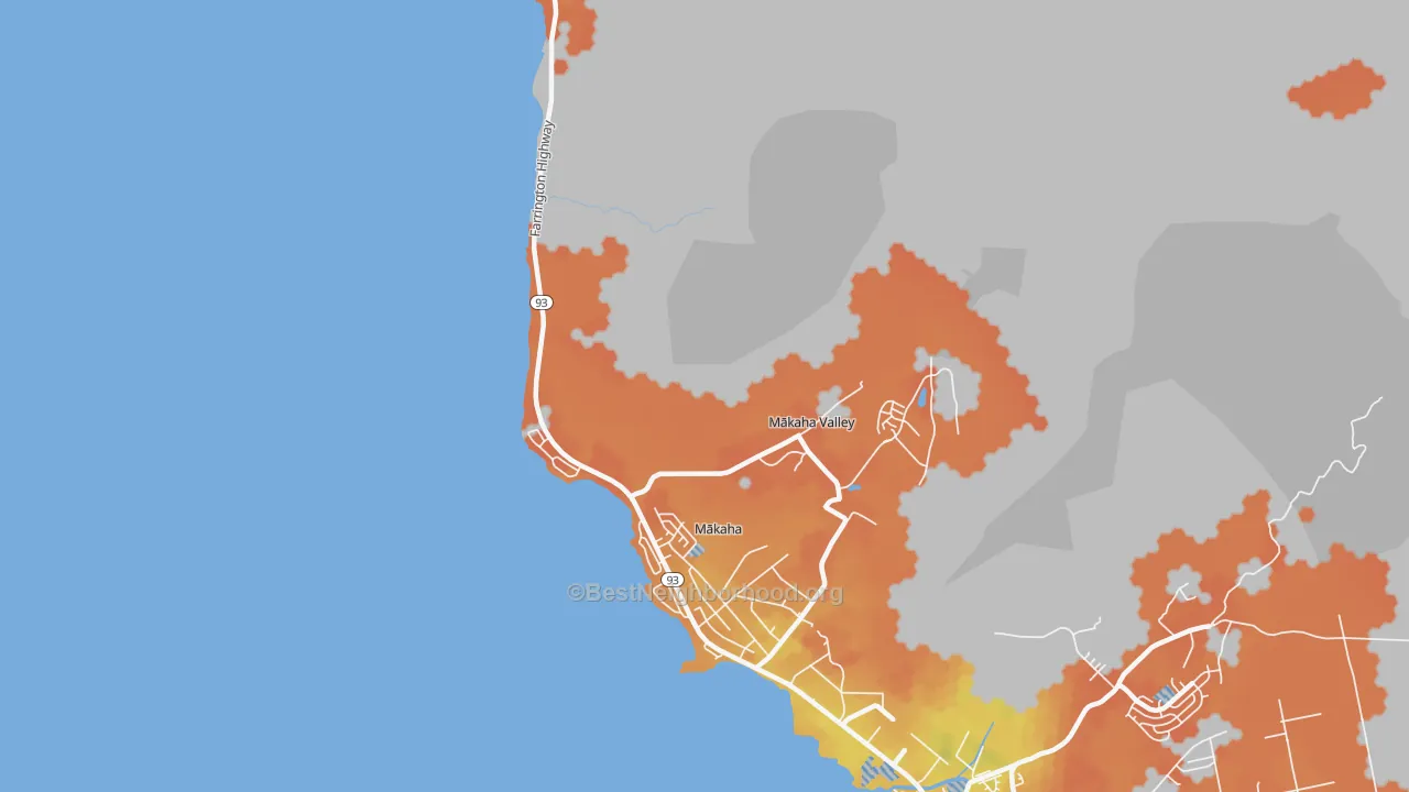 Bike Grade map of Makaha, HI