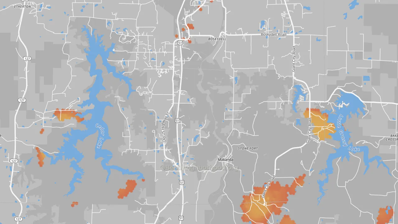 Bike Grade map of Makanda, IL