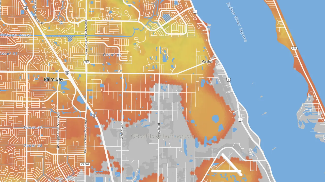 Bike Grade map of Malabar, FL