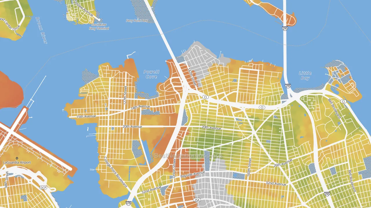 Bike Grade map of Malba, Queens, NY