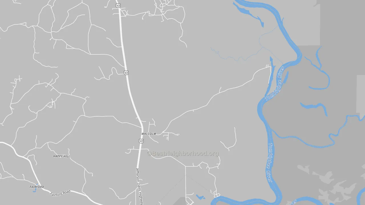 Bike Grade map of Malcolm, AL