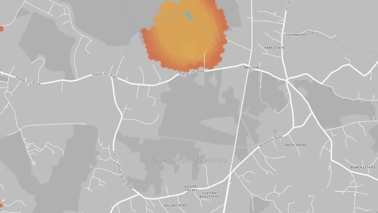 Bike Grade map of Malcolm, MD