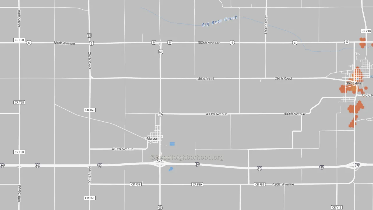 Bike Grade map of Malcom, IA