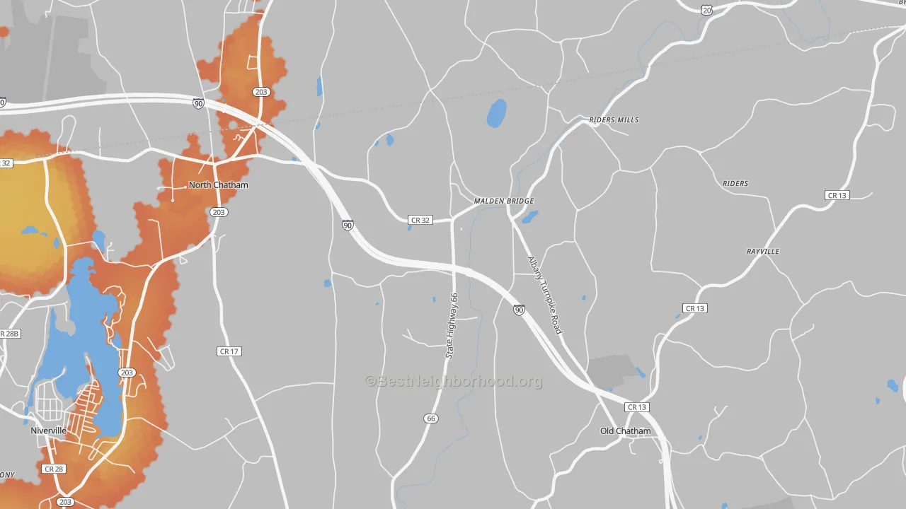 Bike Grade map of Malden Bridge, NY