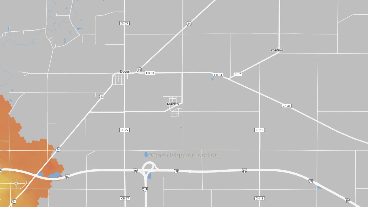 Bike Grade map of Malden, IL
