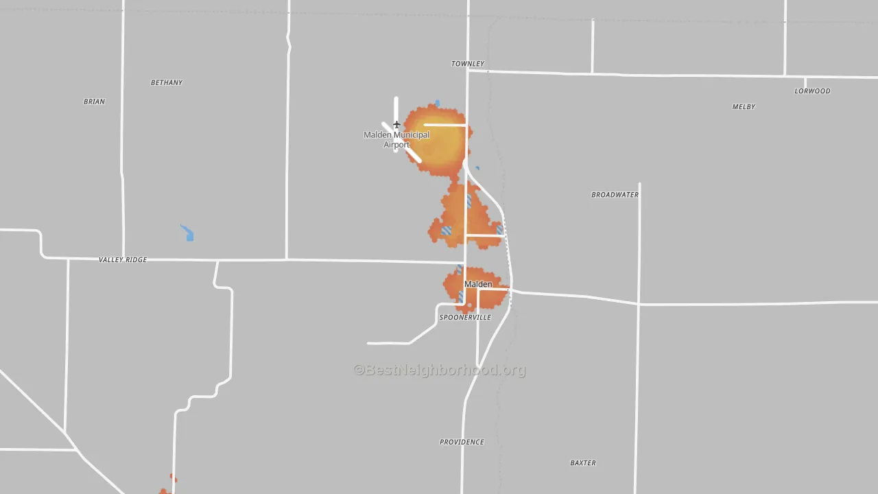 Bike Grade map of Malden, MO